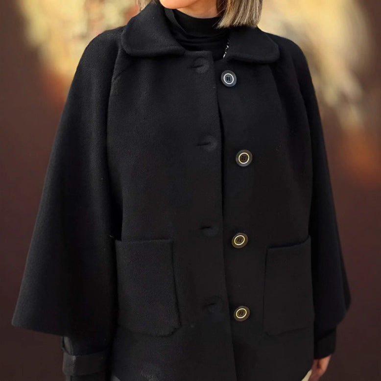 Women's Woolen Coat Casual Loose Lapels Pocket Cardigan