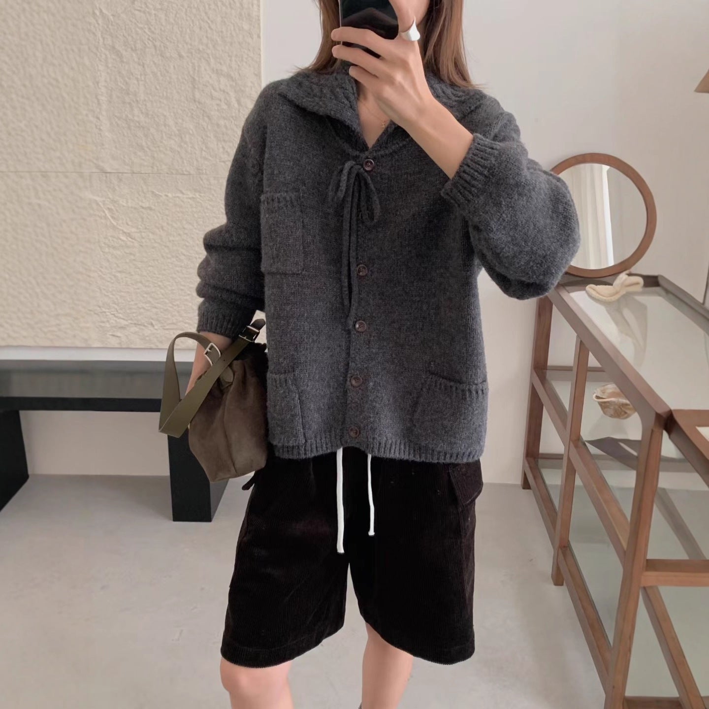 Lapel Loose Knitted Cardigan Casual Women's Sweater