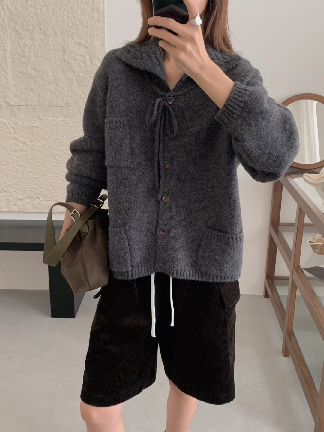 Lapel Loose Knitted Cardigan Casual Women's Sweater